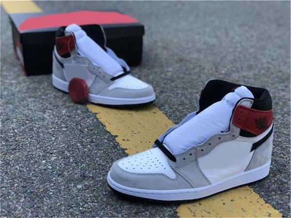 

2020 release 1 og high light smoke grey men basketball shoes white black varsity red 555088-126 authentic sneakers size 7-13