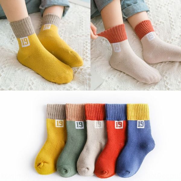 

new winter warm children's children's kids digital 19 towel thickened warm socks student socks, Pink;yellow