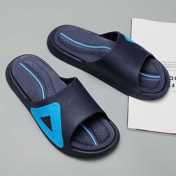 

fashion brand designer men's slippers comfortable men slide sandals massage casual slippers shoes blue zapatilla hombre, Black