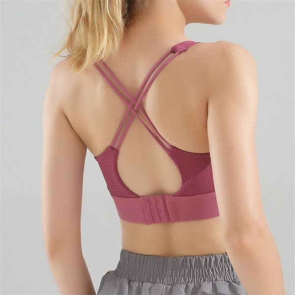 

sports bra push up crop solid cross back yoga running gym training workout femme padded underwear female bras vest, White;black