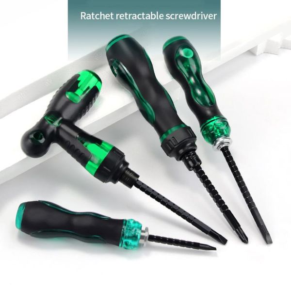 

retractable slotted screwdriver set dual-purpose inner cross industrial grade screwdriver t-shaped ratchet wrench