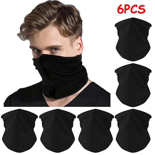 

cycling caps & masks 6pcs magic scarf outdoor headwear bandana sport tube dustproof face uv workout hiking sports gasket washable scarves, Black