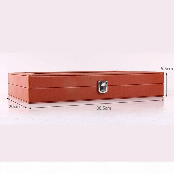 

e 12 pen box leather pen display box pu storage leather pencil case storage, Pink;blue