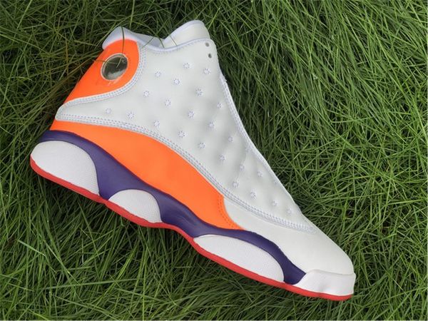 

2020 authentic 13 gs playground basketball shoes women white/black-court purple-total orange 13s real carbon fiber sneakers sports with box