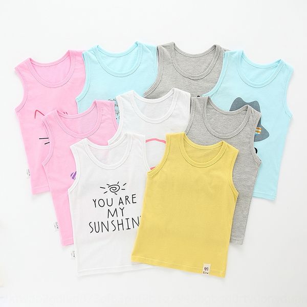 

детский top нижнее белье жилет топ мальчиков и девочек чистого хлопка тонкий undershirt ребенка маленький жилет детский белье, Blue