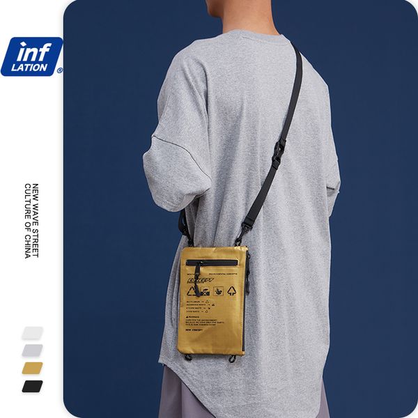 

inflation brand gold mini soft crossbody bag letter printed streetwear zipper pocket phone pouch messenger bag 232ai2020