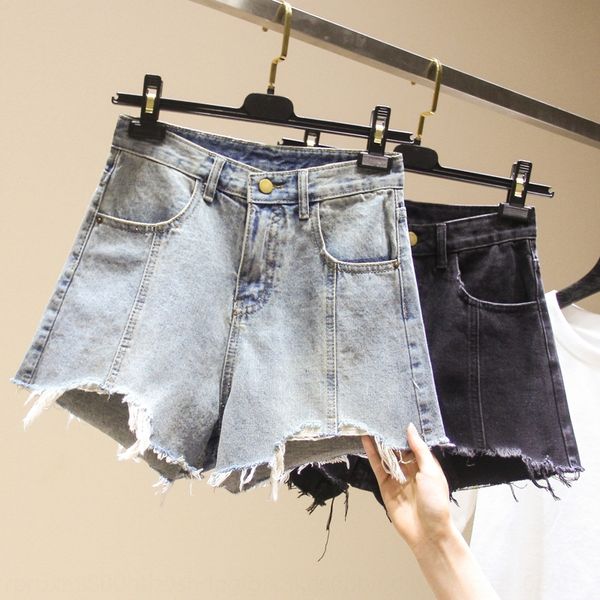 

женская большой размер 2020 новые и шорты плюс нерегулярные жира мм высокой талии случайные денима шорты 200кг, Blue