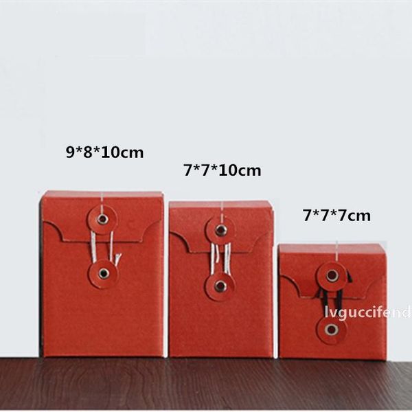 

100pcs vintage retro red/kraft creative kraft paper box diy wedding favor gift box candy cup gift packaging with rope