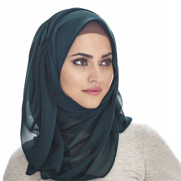 Женщины Обычный Пузырь Шифон Шарф Hijab Wrap Сплошные Цветные Шали Оголовье Мусульманские Хиджабы Шарфы / Шарф 47 Цветов 2020 Новый