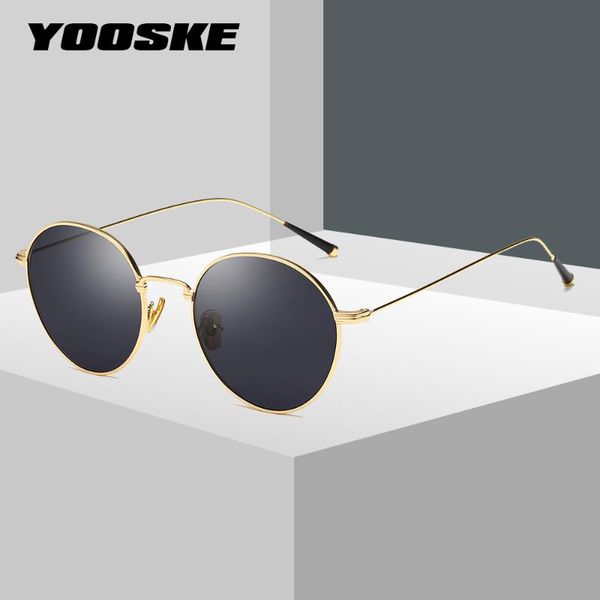 

yooske brand round sunglasses women fashion retro black yellow glasses men metal frame small sun glasses ladies mirror eyeglasse, White;black