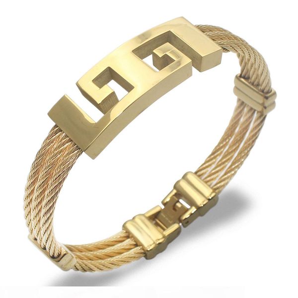 

316 l titanium stainless steel three-ring wire braided hemp rope bracelet scripture bracelet luxrious design fashion jewelry for women men, Black
