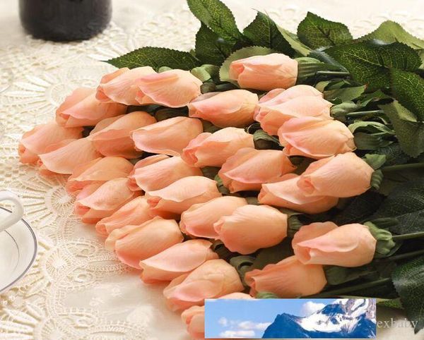 Frete Grátis Real Touch Rose Bud 25 pcs / lote artificial seda casamento flores buquê casa decorações para festa de casamento ou aniversário pequeno