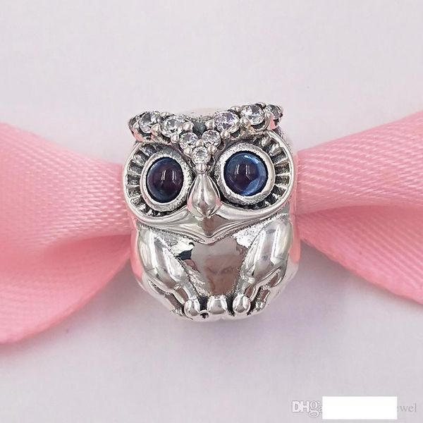 

authentic 925 sterling silver beads sparkling owl charm charms fits european pandora style jewelry bracelets & necklace 798397nbcb