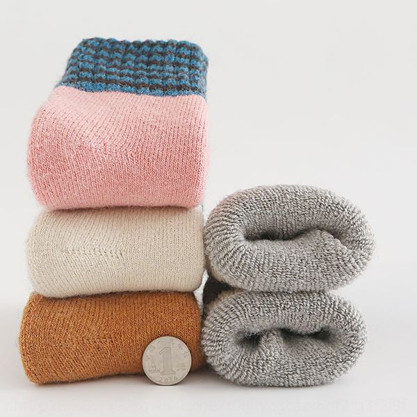 

super thick women's thickened warm cotton wool warm wool striped thickened medium casual cotton socks women's socks, Pink;yellow