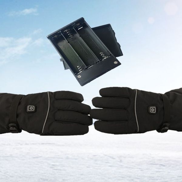 

no. 5 battery electric heating switch and third gear adjustable temperature external switch gloves heating ski gloves, Blue;gray
