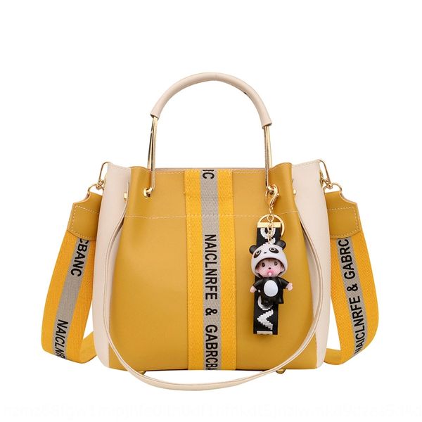 

rwyph 2020 new autumn simple all-match strap bucket bucket bag fashion contrast color korean style wide shoulder strap shoulder slanting wom, White