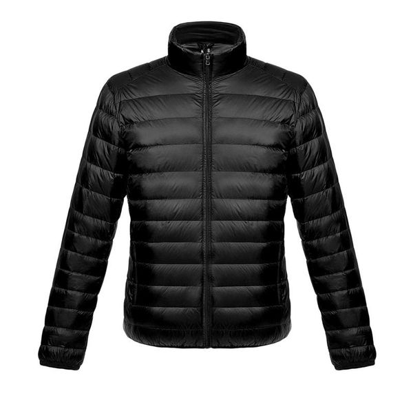 

winter fashion casual warm white duck down men's short down jacket stand collar slim men's thin coat, Black