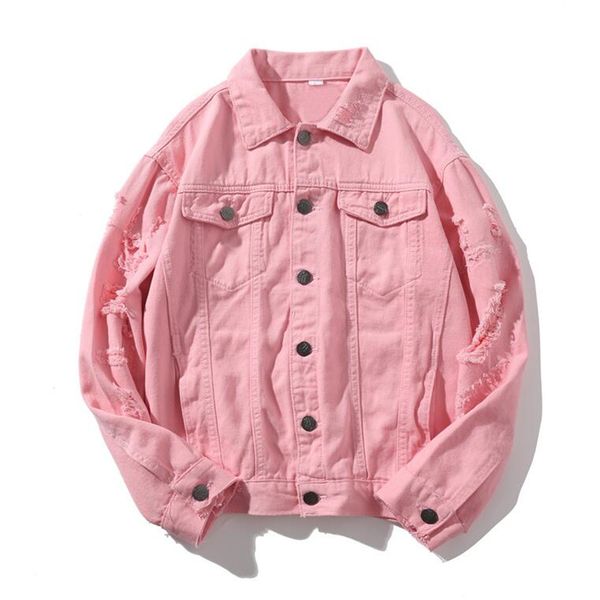 

2020 new ripped denim jacket men solid color high street men's jeans jacket new fashion jackets for men m-----5xl, Black;brown