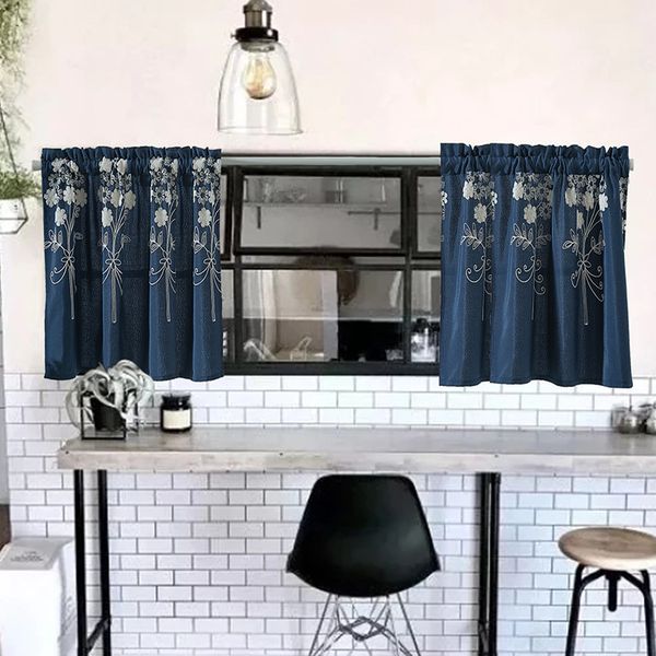 

1pc polyester embroidered printed short curtains bedroom living room kitchen window curtains ome decoration drapes