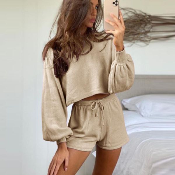

gym clothing women's o-neck two piece sports sets long sleeve casual solid color tracksuits loose leisure #3, White;black