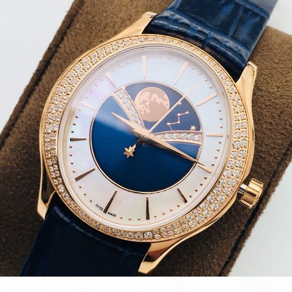 

vs factory complex function watch automatic mechanical movement cal. 580p watch 36*9.9mm18k rose gold watch ring set with diamond sapphire c, Slivery;brown