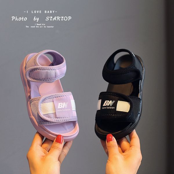 

boys' sandals sandals 2020 new fabric children's sports beach shoes babies' casual shoes soft sole light, Black;red