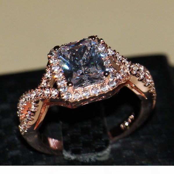

k victoria wieck women fashion jewelry princess cut 925 sterling silver simulated diamond rose gold plated wedding band rings gift size