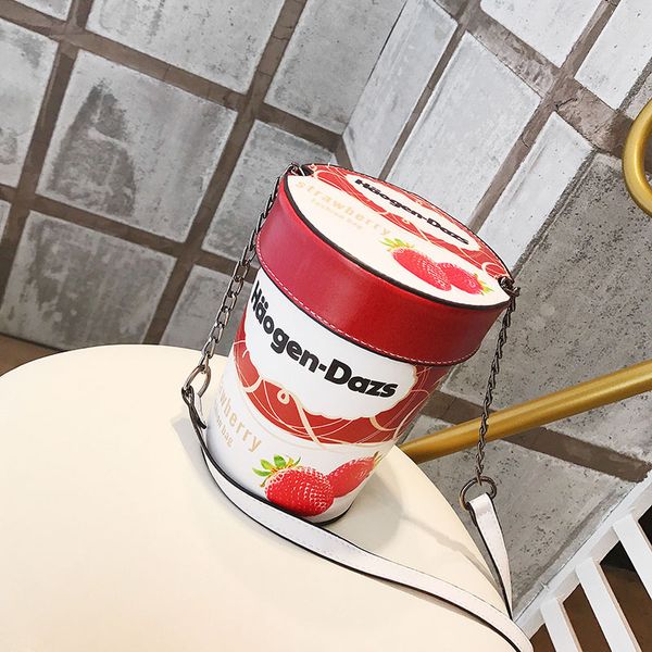 

fake ice cream cup shape mini handbags for women pu leather small chain clutch crossbody girl creative shoulder messenger bag