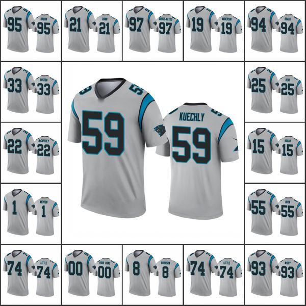 

carolina panthers men #22 christian mccaffrey 95 derrick brown 1 cam newton women youth nfl custom silver inverted legend jersey, Black;red