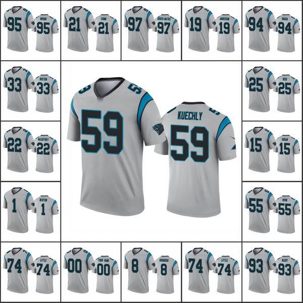 

carolina panthers men #22 christian mccaffrey 95 derrick brown 1 cam newton women youth nfl custom silver inverted legend jersey