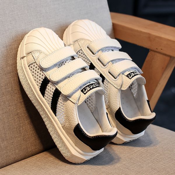 

ub88d children's sneakers 2020 spring and summer sports sports new girls' white shoes genuine leather casual mesh shoes breathable, Black