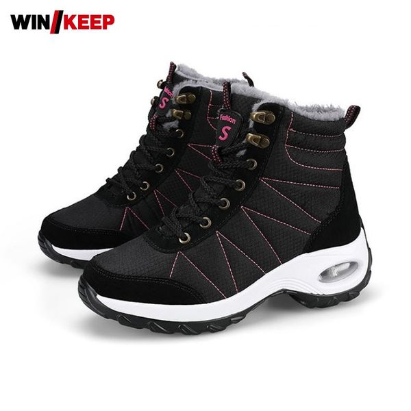 

hiking shoes women waterproof anti skid outdoor winter sport shoes warm walking high-platform sneakers plus size