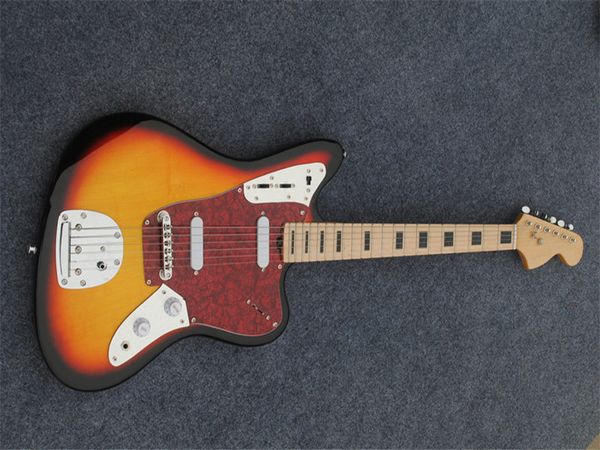 Guitarra elétrica do Sunburst do tabaco com o pickguard vermelho do shell da tartaruga, o fingerboard de bordo, o inlay preto, 22 trastes, fornecem serviços personalizados