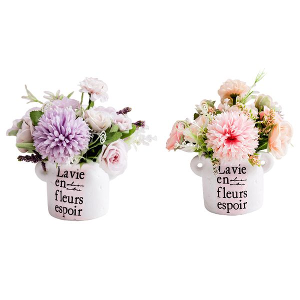 

2pack plastic outdoor potted artificial flowers wedding home room decoration