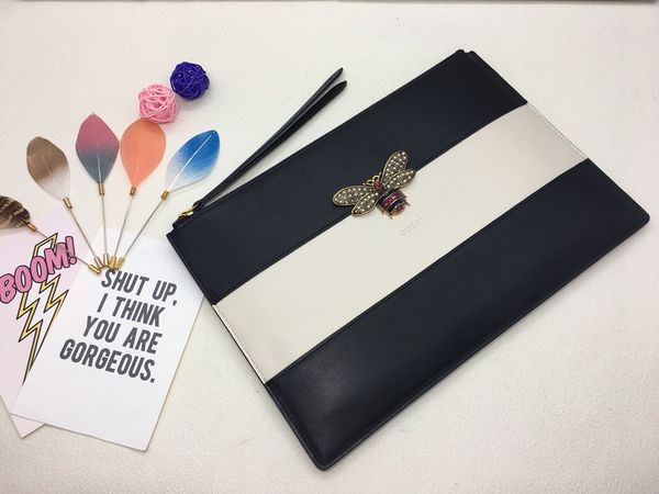 

big size letter clutch bag with box women brand genuine leather square wallet leather purse women money wallet size 30-20 cm 476077, Red;black