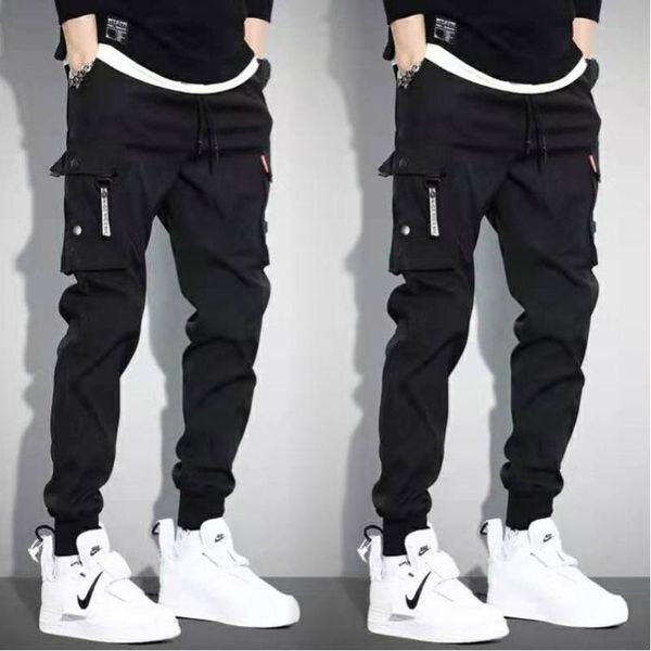 

lksxscl vintage 2020 cargo pants men hip hop khaki black pockets joggers man korean fashion autumn sweatpants