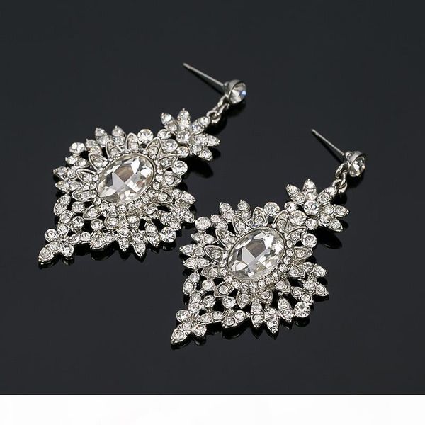 

e new wedding accessories silver plated jewelry women drop earrings bijoux genuine elements austrian crystal earring #e219