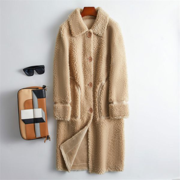 

winter loose fur coat women mid-length solid color single breasted jacket thick warm ladies fur overcoat m106, Black