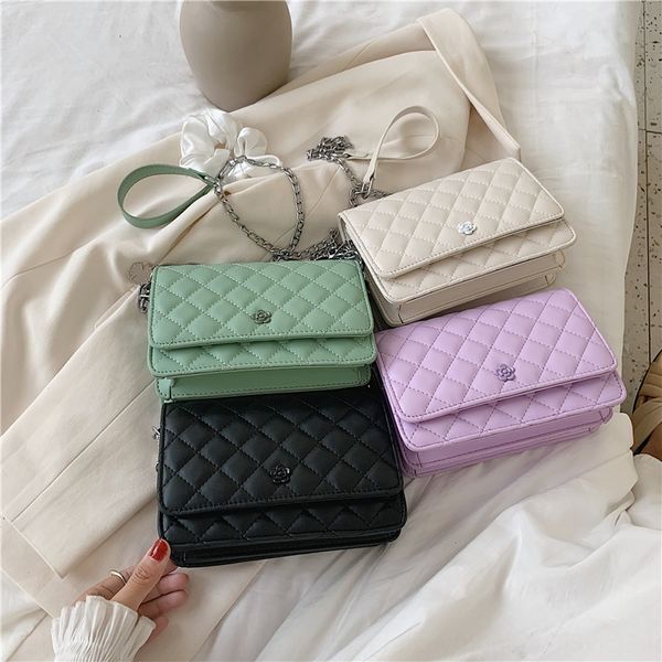 

women's small square 2020 new texture lingge fragrant wind chain square bag mini versatile single shoulder span small bag, White