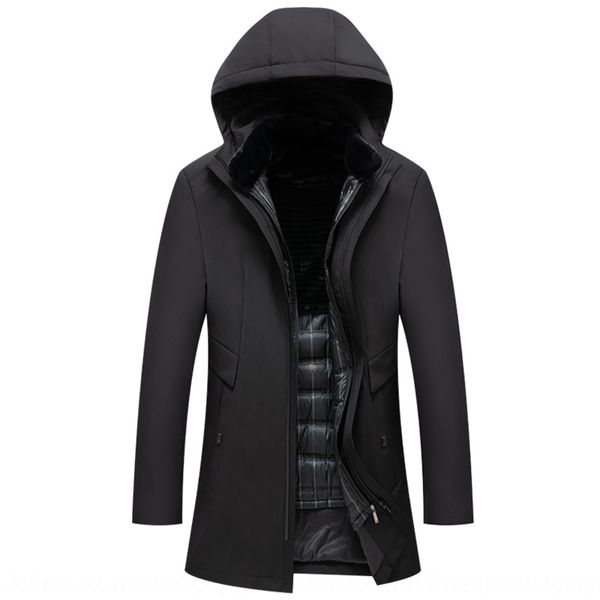 

2019 winter new men's windbreaker down jacket windbreaker removable down jacket liner coat men's clothing, Black