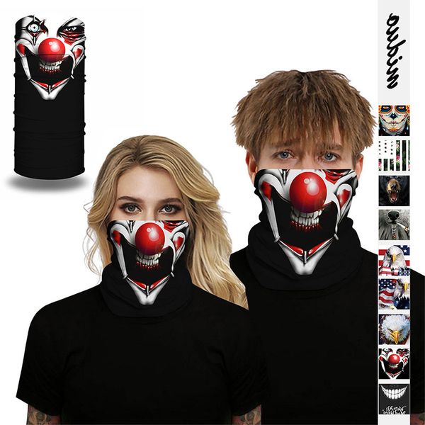 

clown digital printing multifunctional magic headband ever-changing seamless mask outdoor sports riding bib factory dropshipping fm0501, Black