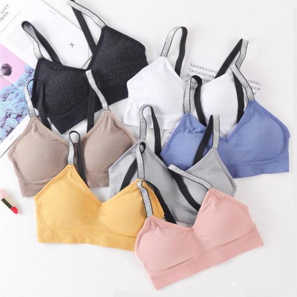 

women bra sports fitness gym jogging running yoga elastic underwear push up shockproof seamless underclothes sport crop top, White;black