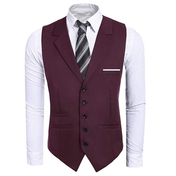 

men's vests purple slim fit vest for men suit one piece waistcoat with notched lapel single breasted casual gentleman waist coat fashio, Black;white