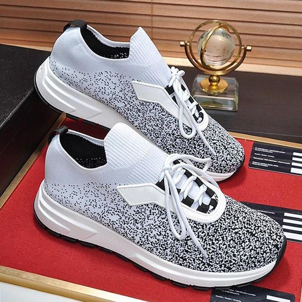 

fashion classic prax 01 knit fabric sneakers men 's shoes comfortable sneakers breathable lace -up men shoes herren luxus marken schuh, Black