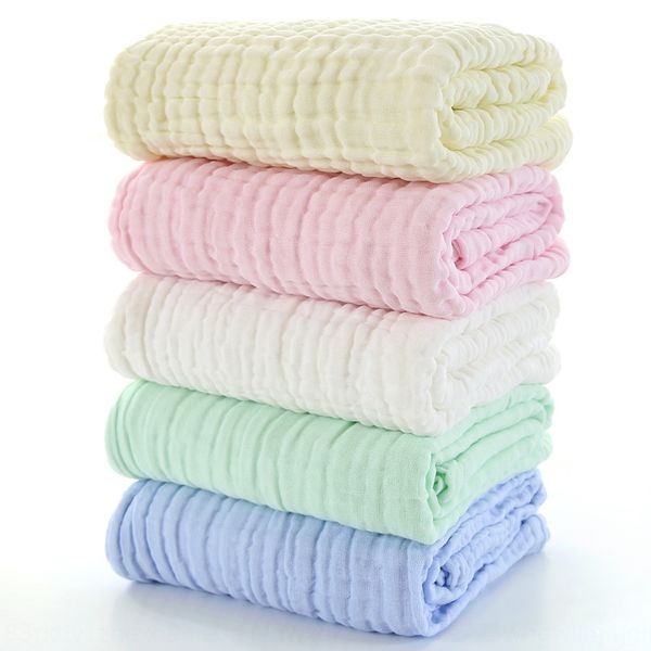 

six-layer pure cotton pleated bubble gauze bag children's bath towel plain six-layer bubble gauze bath towel