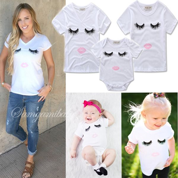 

samgamibaby casual children's children's fashionable eye printing parent-child wear cute short-sleeved family wear top, Blue
