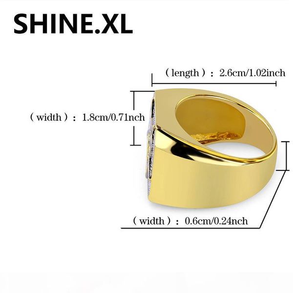 

new custom hip hop brass gold color plated rings iced out cz strone geometric shape square men 's ring jewerly, Silver
