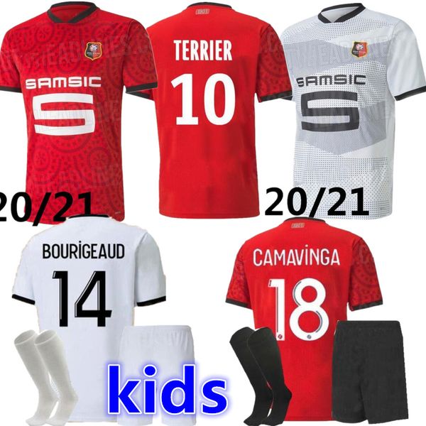 

rennes 20 21 stade rennais fc soccer jerseys away niang bourigeaud terrier 2020 2021 maillot de foot camavinga men+kids kit football shirts, Black