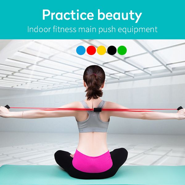 

gym 8 word resistance bands chest expander rope workout muscle rubber elastic band sports fitness yoga exercise equipments