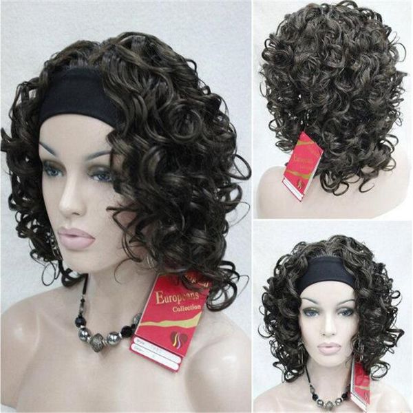 

fashion ladies long brown cosplay party curly wigs, Black